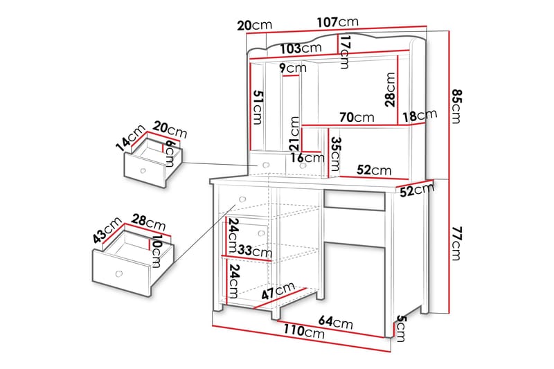 Storys Sminkbord 110x52 cm - Vit - Möbler - Bord