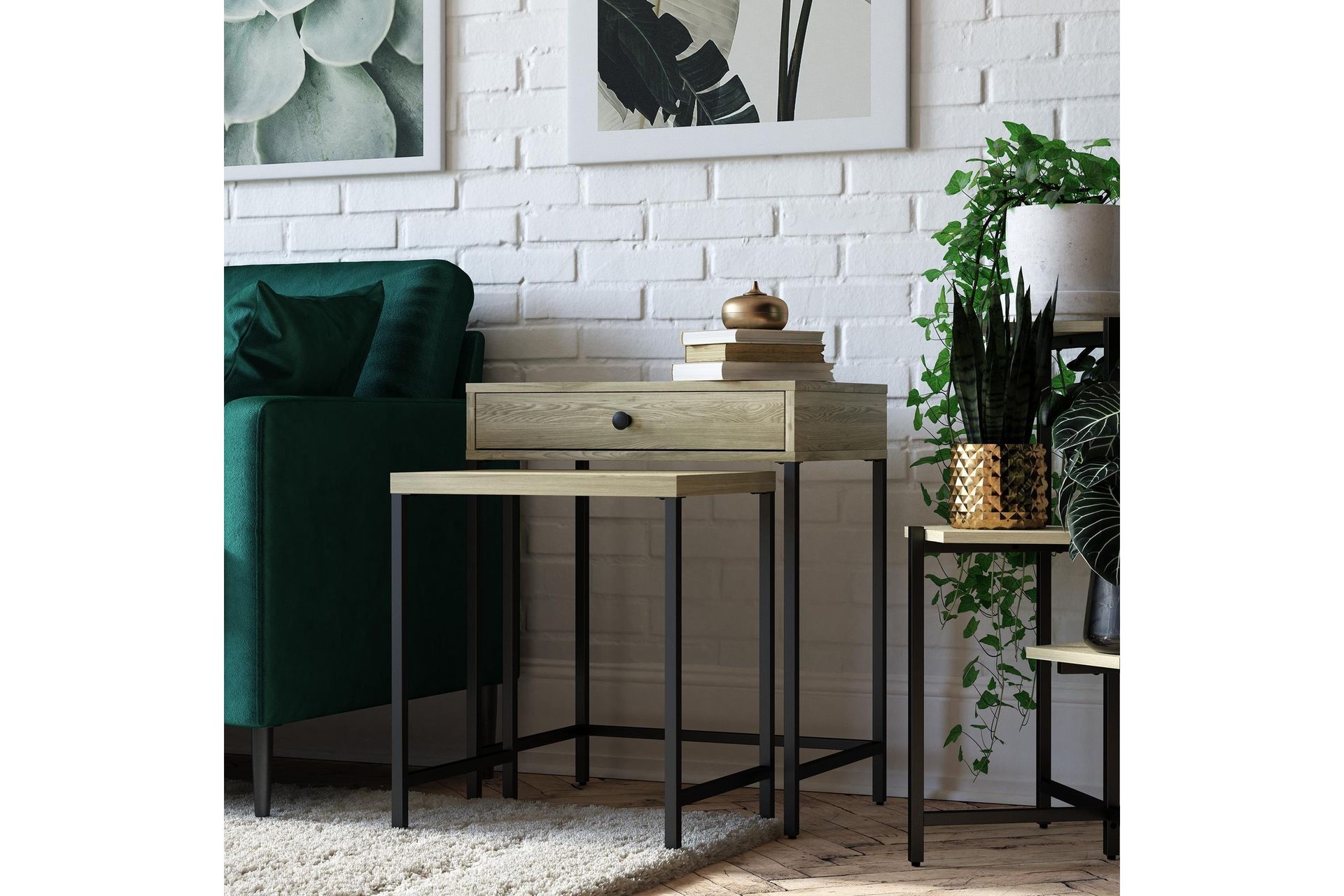 tamlin sidobord 56x40 cm brun - novogratz