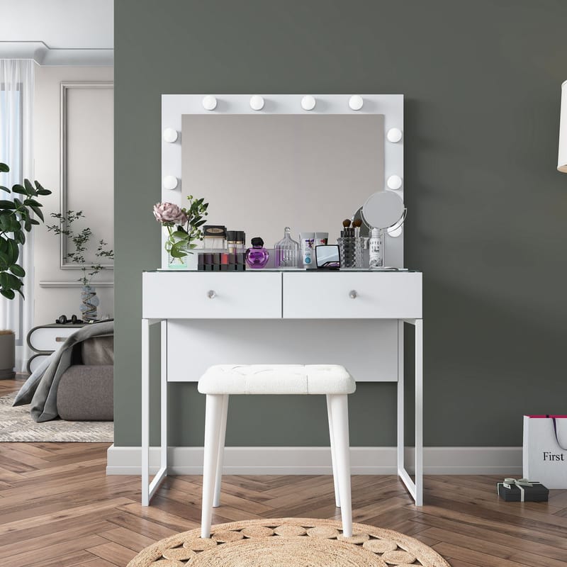 Tavren Sminkbord 90x141,8x40 cm - Vit - Möbler - Bord