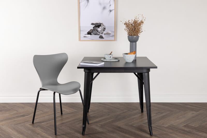 Tempe Litet Kvadratiskt Matbord 80 cm med Metallutseende - Svart - Möbler - Bord