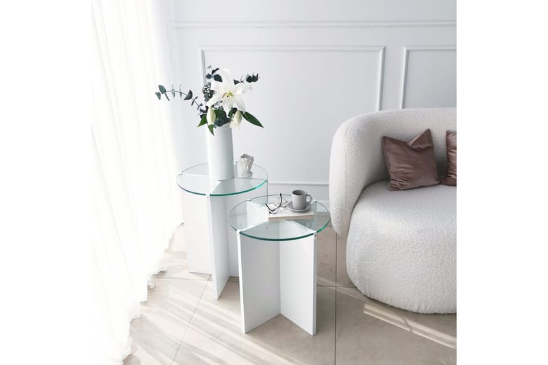 Teratio Satsbord 60x40x60 cm Runt - Vit - Möbler - Bord