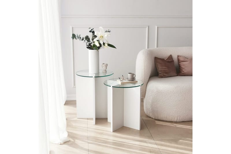 Teratio Satsbord 60x40x60 cm Runt - Vit - Möbler - Bord