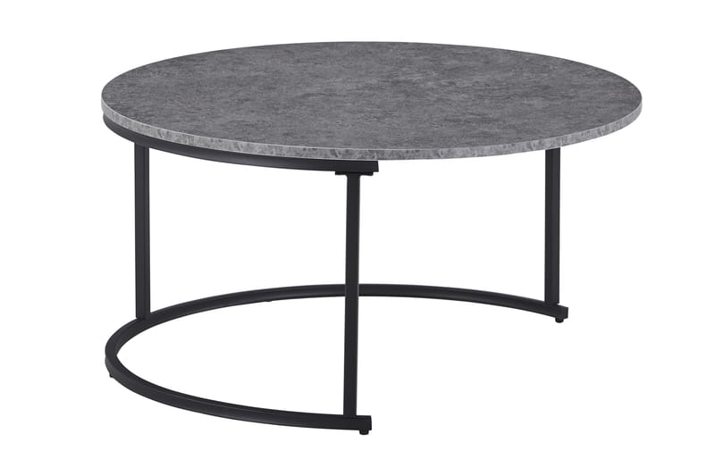 THYRA Satsbord 90 cm Runt 2 Bord Betonggrå/Svart - Grå/Svart - Möbler - Bord