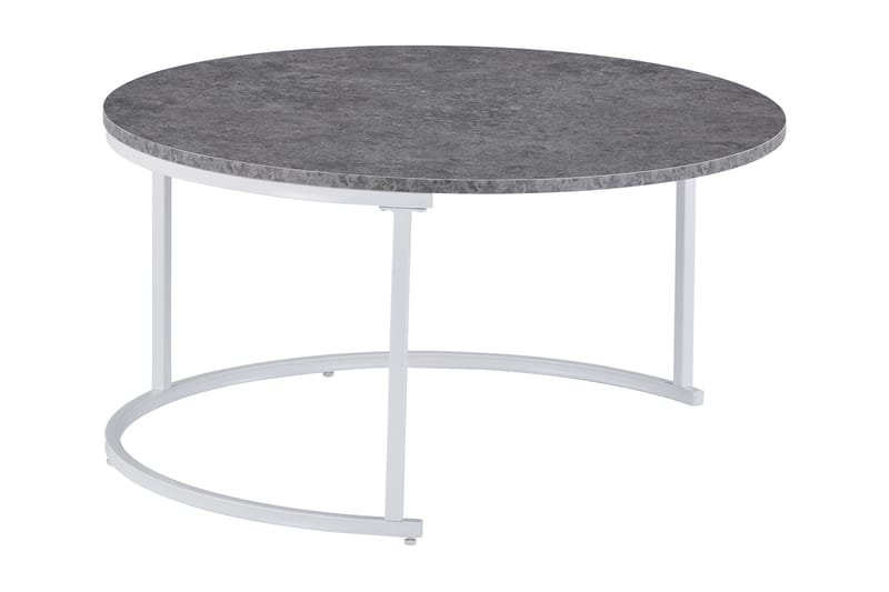 THYRA Satsbord 90 cm Runt 2 Bord Betonggrå/Vit - Grå - Möbler - Bord