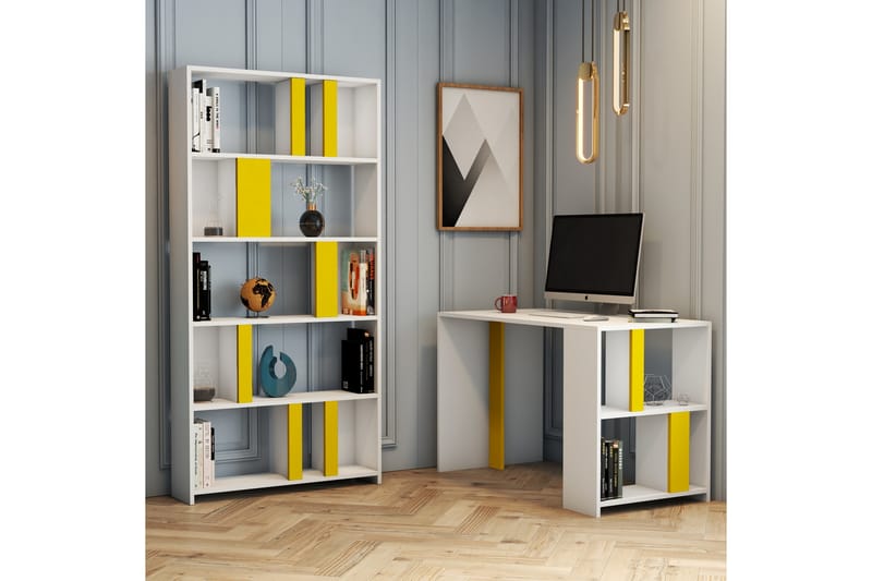 TINTALIA Skrivbord 120 cm med Förvaring Hylla + Bokhylla Vit - Möbler - Bord