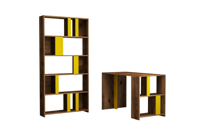 TINTALIA Skrivbord 120cm Förvaring Hylla+Bokhylla Valnötsbru - Möbler - Bord