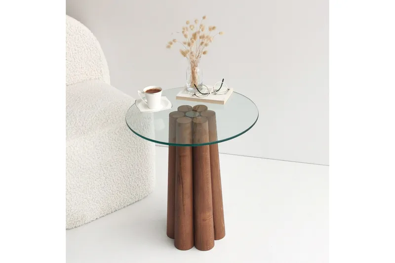 Tjadhunt Soffbord 50 cm - Valnöt/Glas - Möbler - Bord