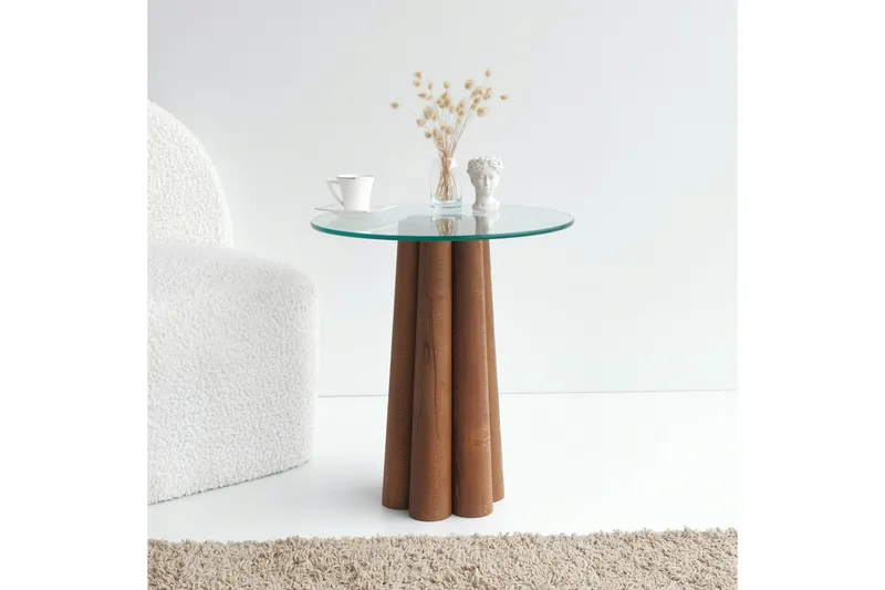 Tjadhunt Soffbord 50 cm - Valnöt/Glas - Möbler - Bord