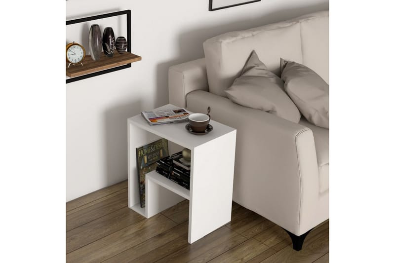 TOFOL Sidobord 52 cm 2 Hyllor Vit - Möbler - Bord