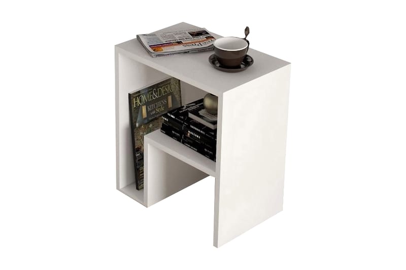 TOFOL Sidobord 52 cm 2 Hyllor Vit - Möbler - Bord