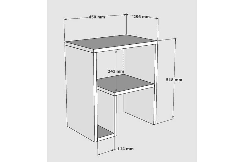 TOFOL Sidobord 52 cm 2 Hyllor Vit - Brickbord - Bord - Sidobord & lampbord