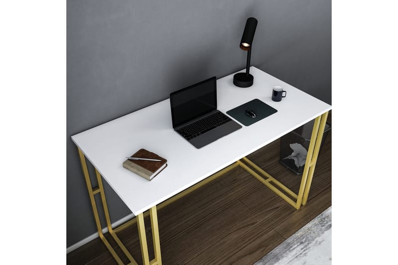 TOFOL Skrivbord 60x74,8x120 cm Guld/Vit - Skrivbord - Bord