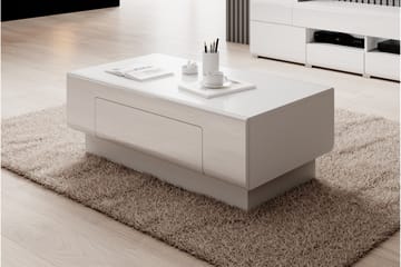 Toreno Soffbord 110 cm med Förvaring Hylla + Låda - Vit - Möbler - Bord