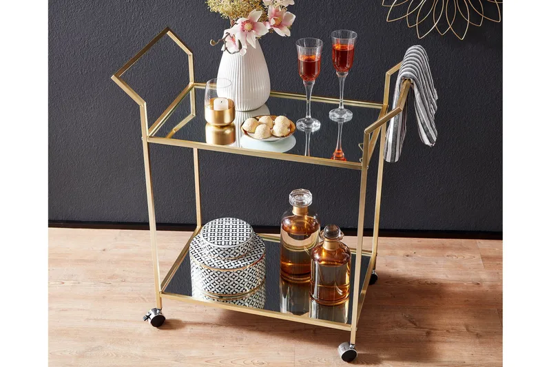 Tultered Serveringsvagn - Guld - Möbler - Bord