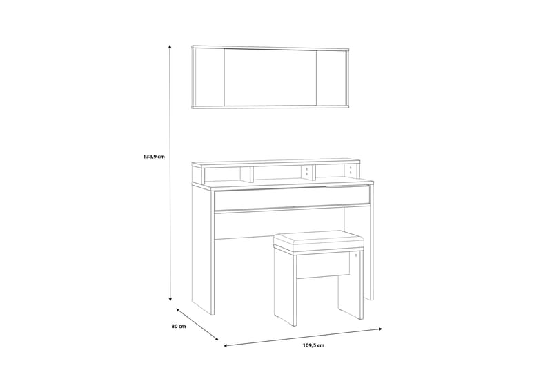 TULUCESTI Sideboard 43x190 cm Brun/Svart - Bord - Sminkbord