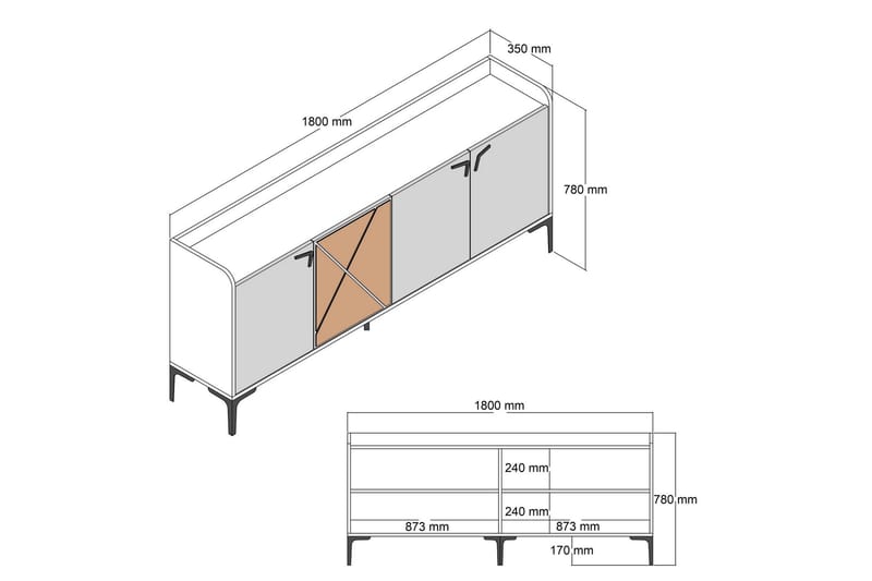 UKHAND Konsollbord 180x78 cm Brun - Möbler - Bord