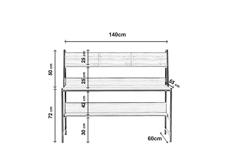 VAJUSH Skrivbord 140 cm med Förvaring Hyllor Vit/Svart - Skrivbord - Bord