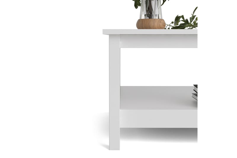 Vallvidera 81 cm Runt Soffbord med Hylla i Målat Trä - Vit - Möbler - Bord