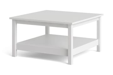 Vallvidera 81 cm Runt Soffbord med Hylla i Målat Trä - Vit - Möbler - Bord