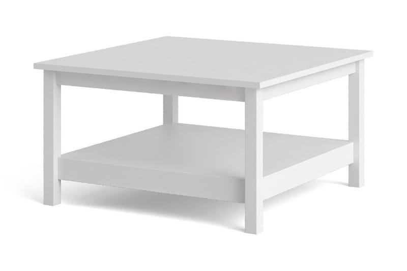Vallvidera 81 cm Runt Soffbord med Hylla i Målat Trä - Vit - Möbler - Bord