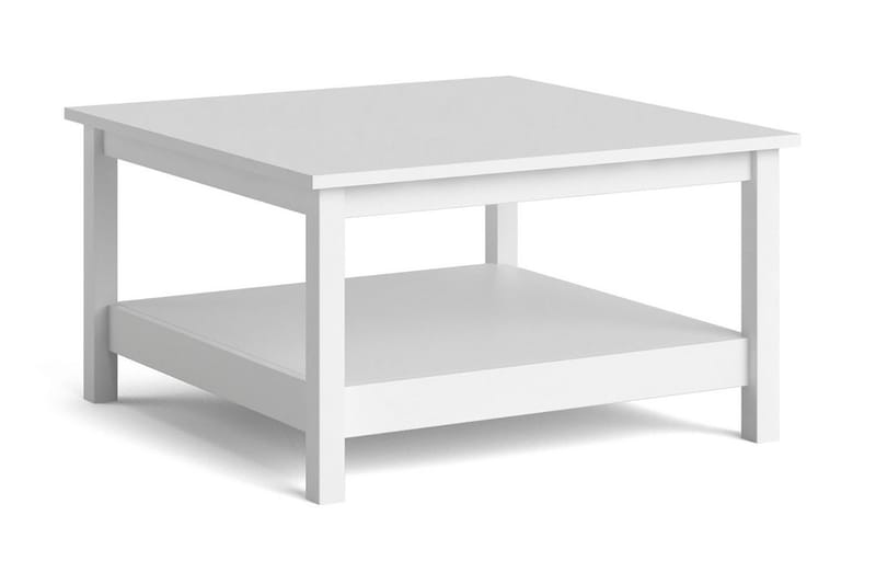 Vallvidera 81 cm Runt Soffbord med Hylla i Målat Trä, Vit