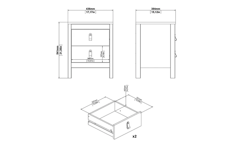Vallvidera Sängbord 44 cm - Svart - Möbler - Bord