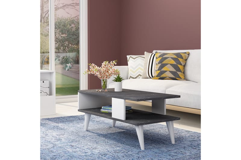 VANDORF Soffbord 90x40x90 cm Svart/Vit - Möbler - Bord