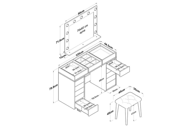 Varlin Sminkbord 120 cm - Vit - Möbler - Bord