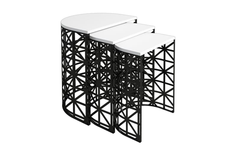 VARRED Satsbord 46 cm Halvcirkel 3 Bord Vit/Svart - Bord - Satsbord