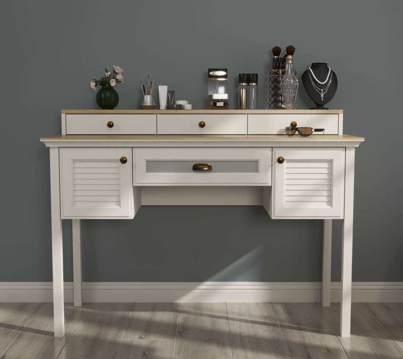 Virena Sminkbord 132 cm - Crème, ek, grå - Möbler - Bord