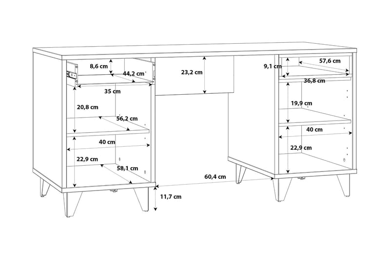 VISANIS Skrivbord 150 cm Brun/Grå - Möbler - Bord