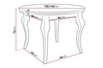 Vit Utdragbart Ovalt Matbord 100 cm i Målat Trä - Vit - Möbler - Bord
