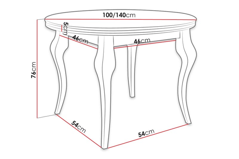 Vit Utdragbart Ovalt Matbord 100 cm i Målat Trä - Vit - Möbler - Bord