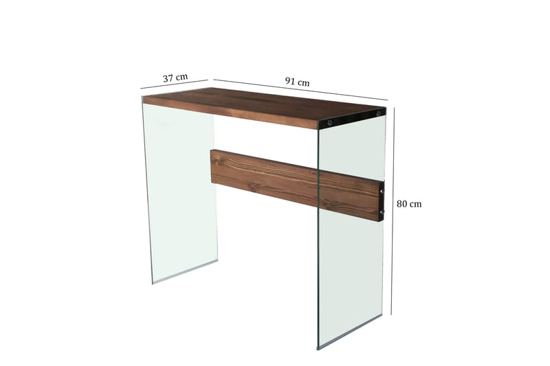 WALMORE Sidobord 91 cm Mörkbrun/Härdat Glas - Brickbord - Bord - Sidobord & lampbord