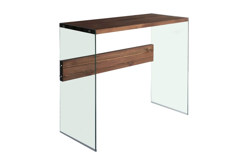 WALMORE Sidobord 91 cm Mörkbrun/Härdat Glas - Brickbord - Bord - Sidobord & lampbord