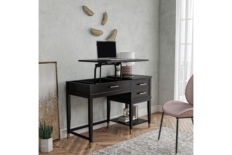 WESTERLEIGH Skrivbord 116 cm Höj- och sänkbar 3 Lådor Svart - CosmoLiving - Möbler - Bord