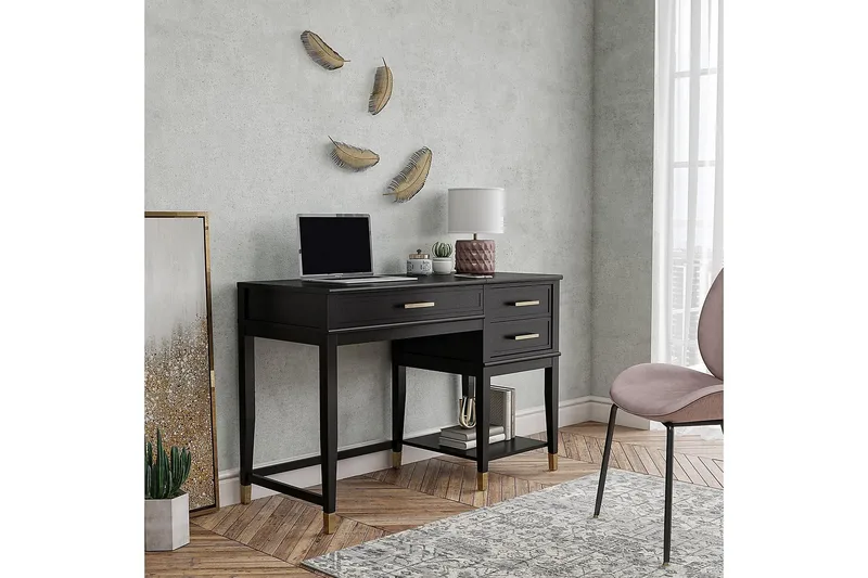 Westerleigh Skrivbord 116 cm Höj- och sänkbar 3 Lådor Svart - CosmoLiving - Möbler - Bord