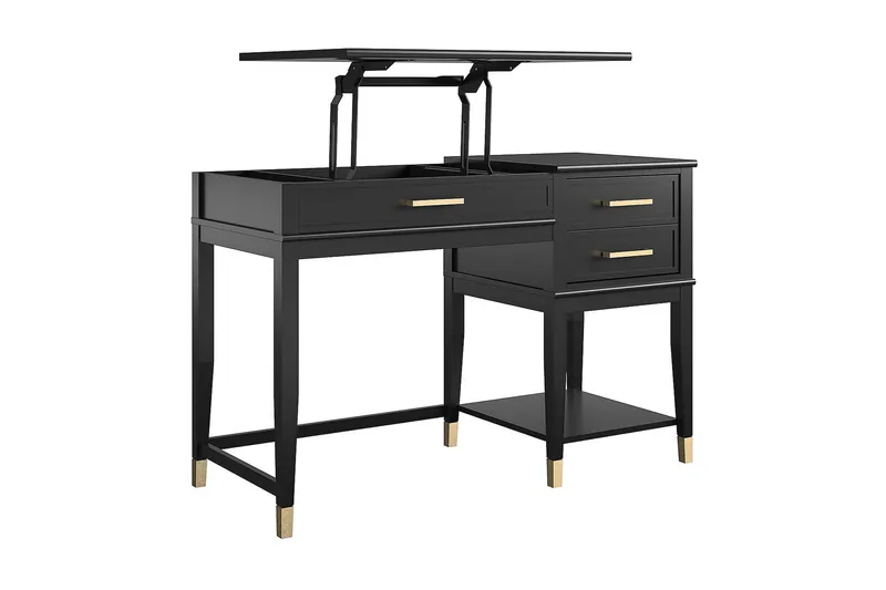 Westerleigh Skrivbord 116 cm Höj- och sänkbar 3 Lådor Svart - CosmoLiving - Möbler - Bord