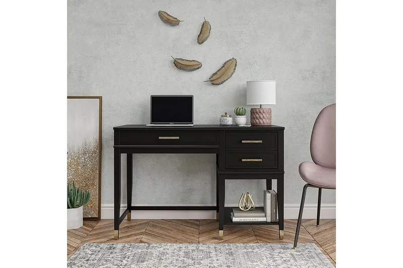 Westerleigh Skrivbord 116 cm Höj- och sänkbar 3 Lådor Svart - CosmoLiving - Möbler - Bord