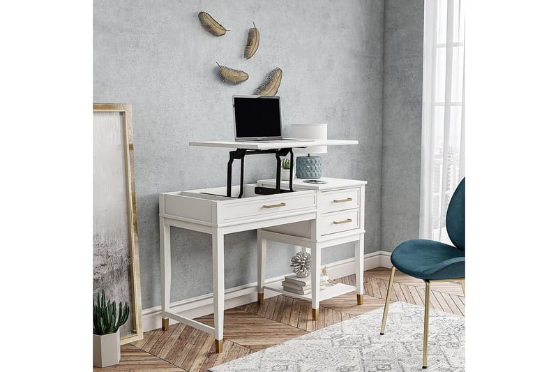 WESTERLEIGH Skrivbord 116 cm Höj- och sänkbar 3 Lådor Vit - CosmoLiving - Möbler - Bord