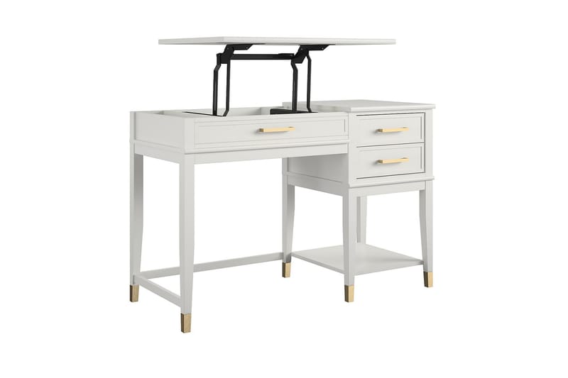 WESTERLEIGH Skrivbord 116 cm Höj- och sänkbar 3 Lådor Vit - CosmoLiving - Möbler - Bord