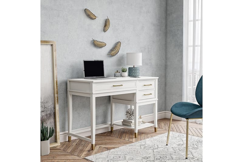 WESTERLEIGH Skrivbord 116 cm Höj- och sänkbar 3 Lådor Vit - CosmoLiving - Möbler - Bord