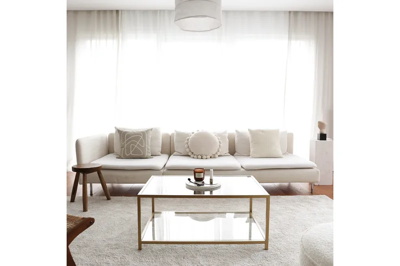 Wickaren Soffbord 90 cm - Guld/Glas - Möbler - Bord