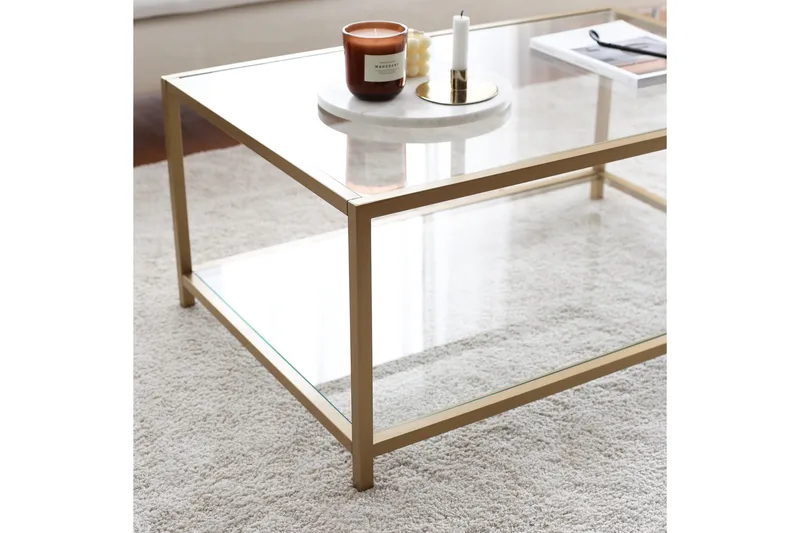 Wickaren Soffbord 90 cm - Guld/Glas - Möbler - Bord