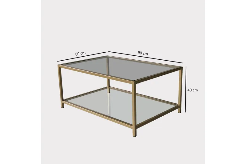 Wickaren Soffbord 90 cm - Guld/Glas - Möbler - Bord