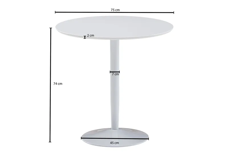 Wilhem Matbord 75 cm Rund - Vit - Möbler - Bord
