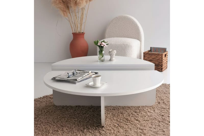 WOKINGHAM Soffbord 90x30x90 cm Vit Oval - Möbler - Bord