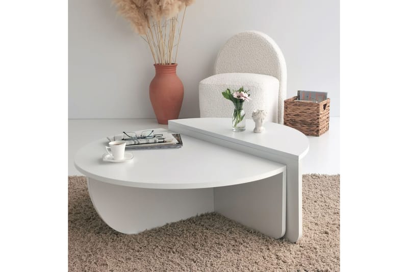 WOKINGHAM Soffbord 90x30x90 cm Vit Oval - Möbler - Bord