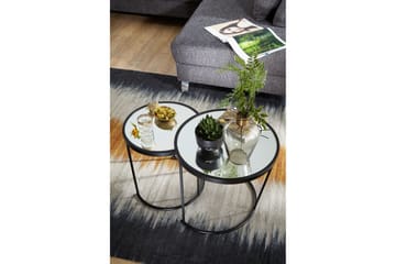 Wrighton Satsbord 50 cm Runt Soffbord Stapelbart i Metall och Glas - Spegelsilver - Möbler - Bord