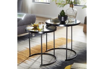 Wrighton Satsbord 50 cm Runt Soffbord Stapelbart i Metall och Glas - Spegelsilver - Möbler - Bord